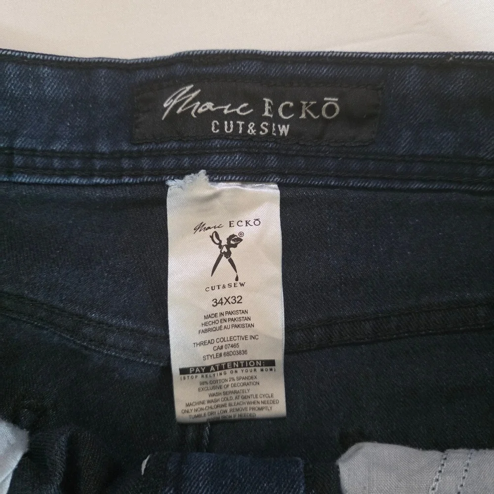 Marc Ecko Cut & Sew Jeans Mens 34x31 Blue Skinny Stretch‎ Denim Pockets Casual